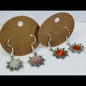Handmad boho sun earring set